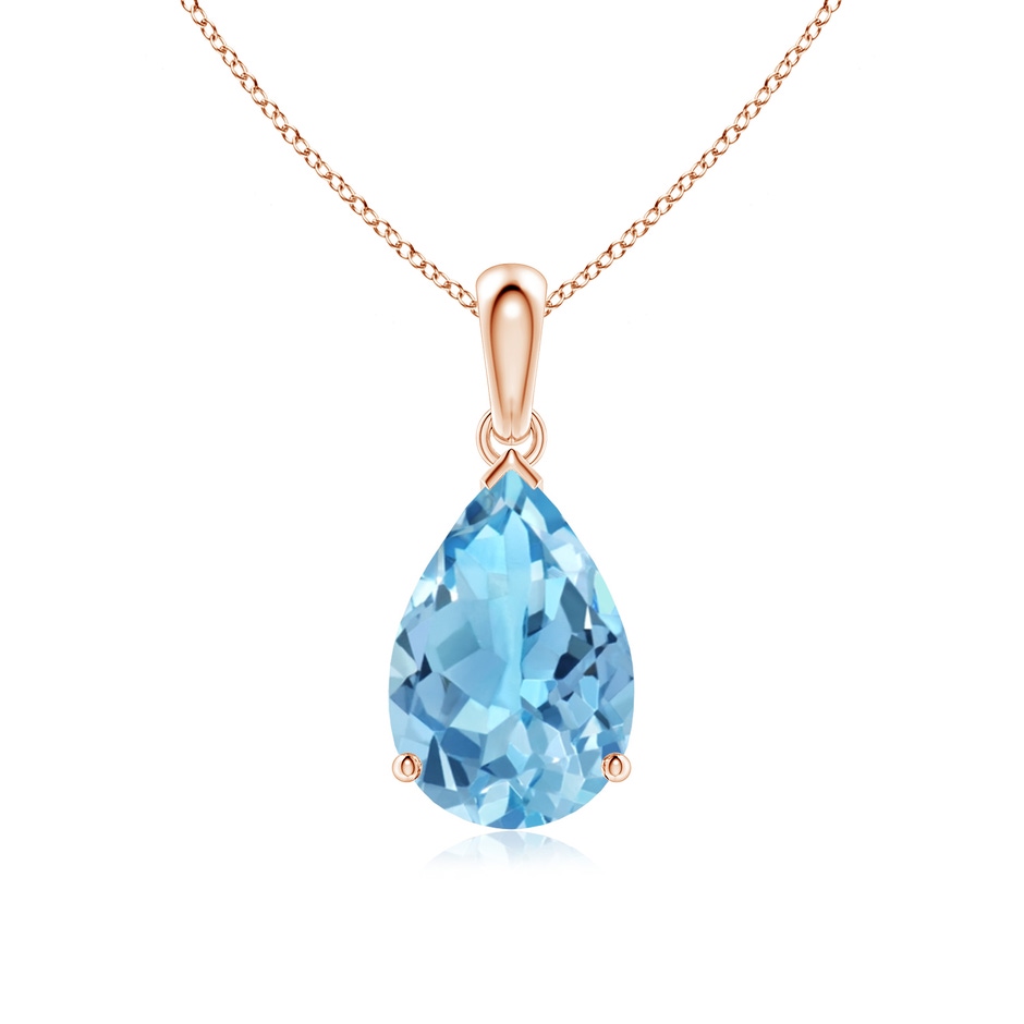 12x8mm A Pear-Shaped Swiss Blue Topaz Solitaire Pendant in Rose Gold 