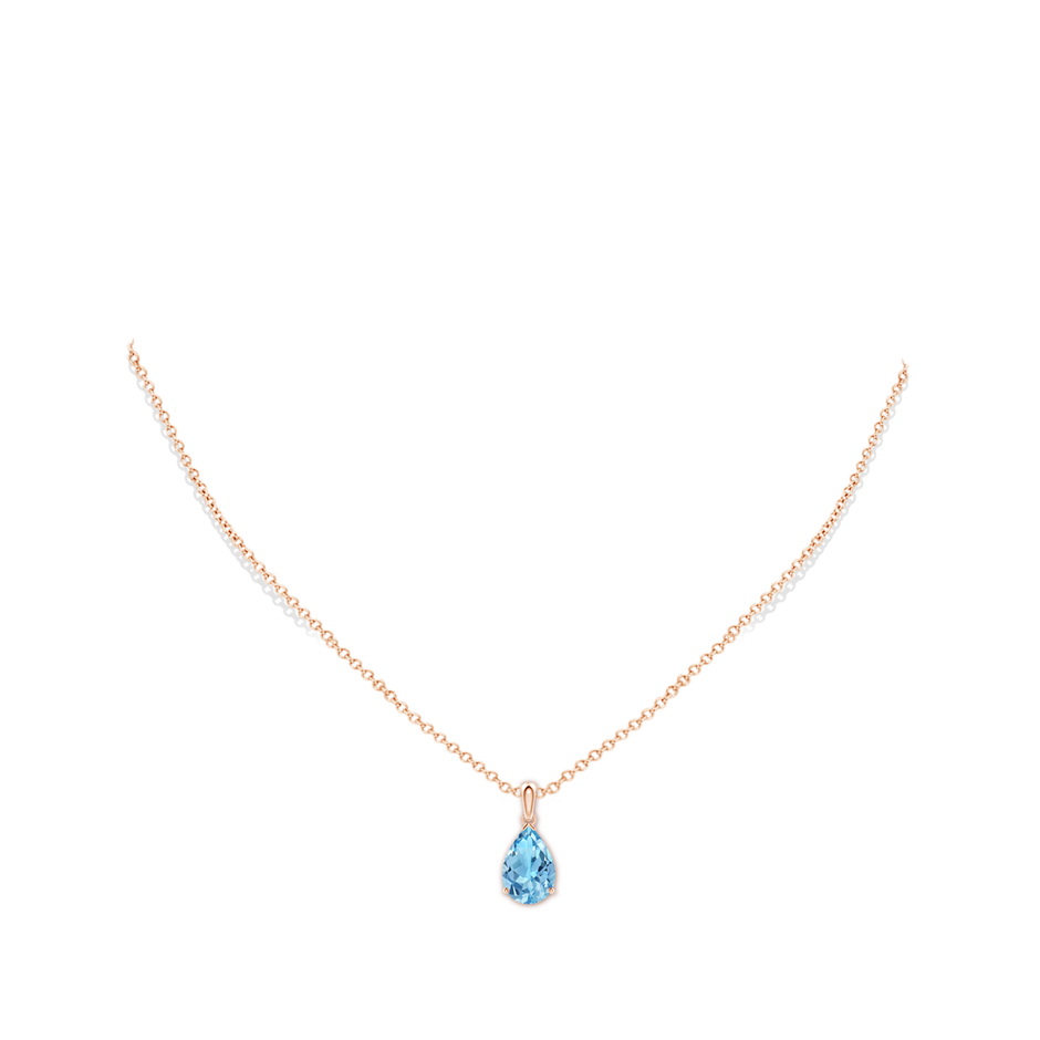 12x8mm A Pear-Shaped Swiss Blue Topaz Solitaire Pendant in Rose Gold pen