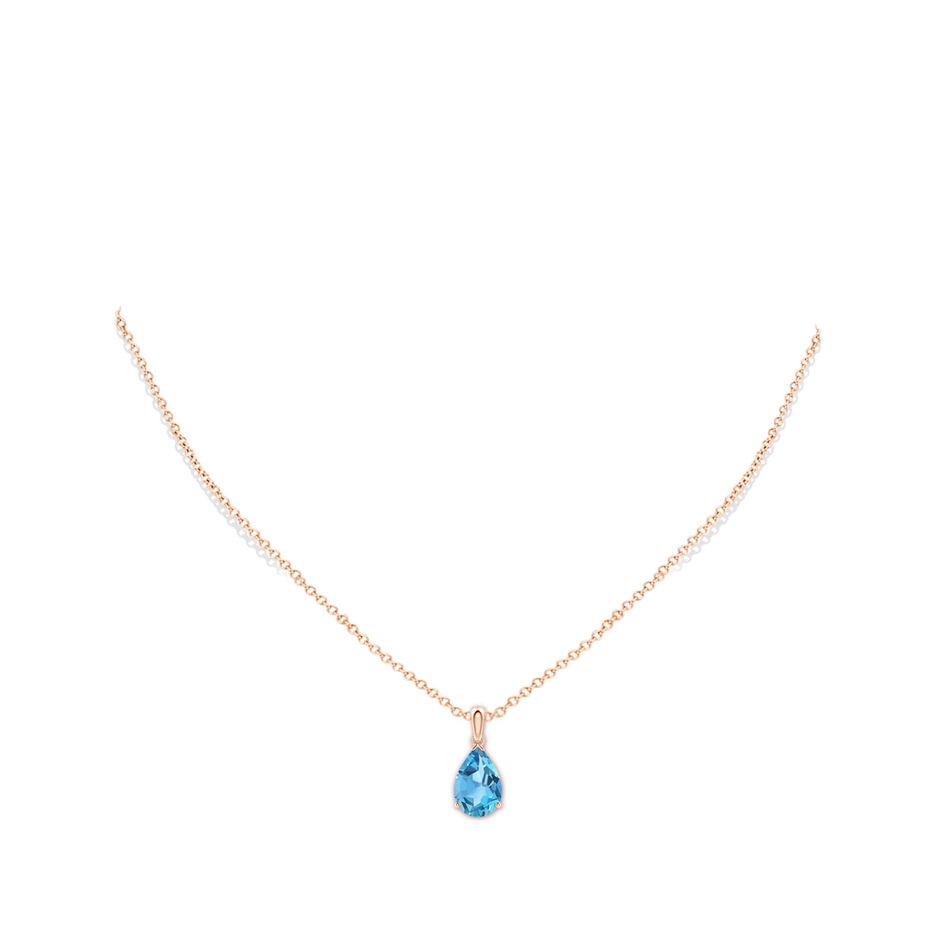 12x8mm AA Pear-Shaped Swiss Blue Topaz Solitaire Pendant in Rose Gold pen