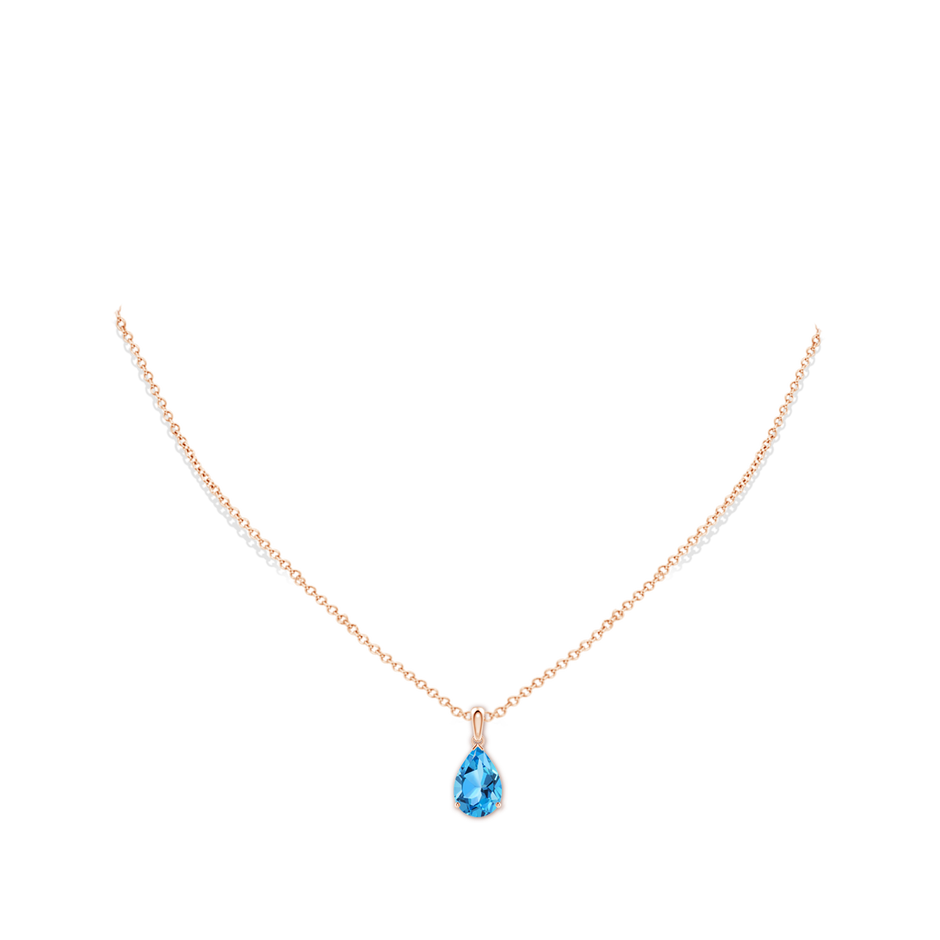 12x8mm AAA Pear-Shaped Swiss Blue Topaz Solitaire Pendant in Rose Gold pen