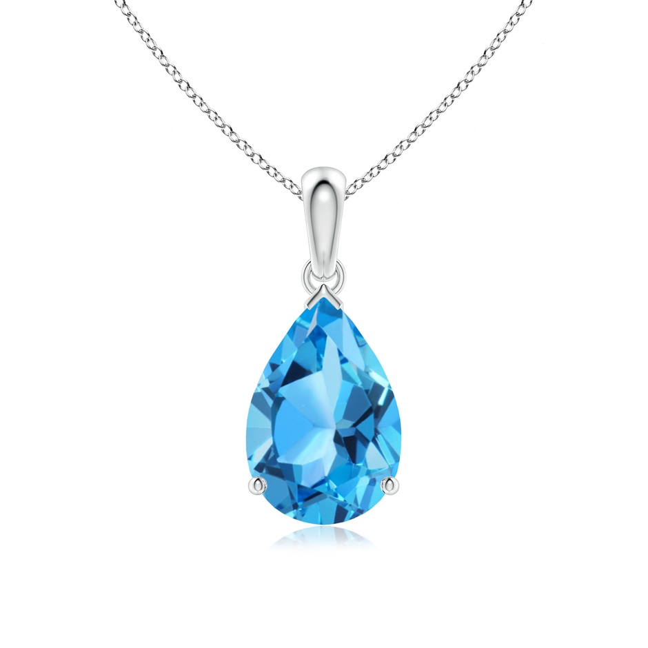 12x8mm AAA Pear-Shaped Swiss Blue Topaz Solitaire Pendant in White Gold 