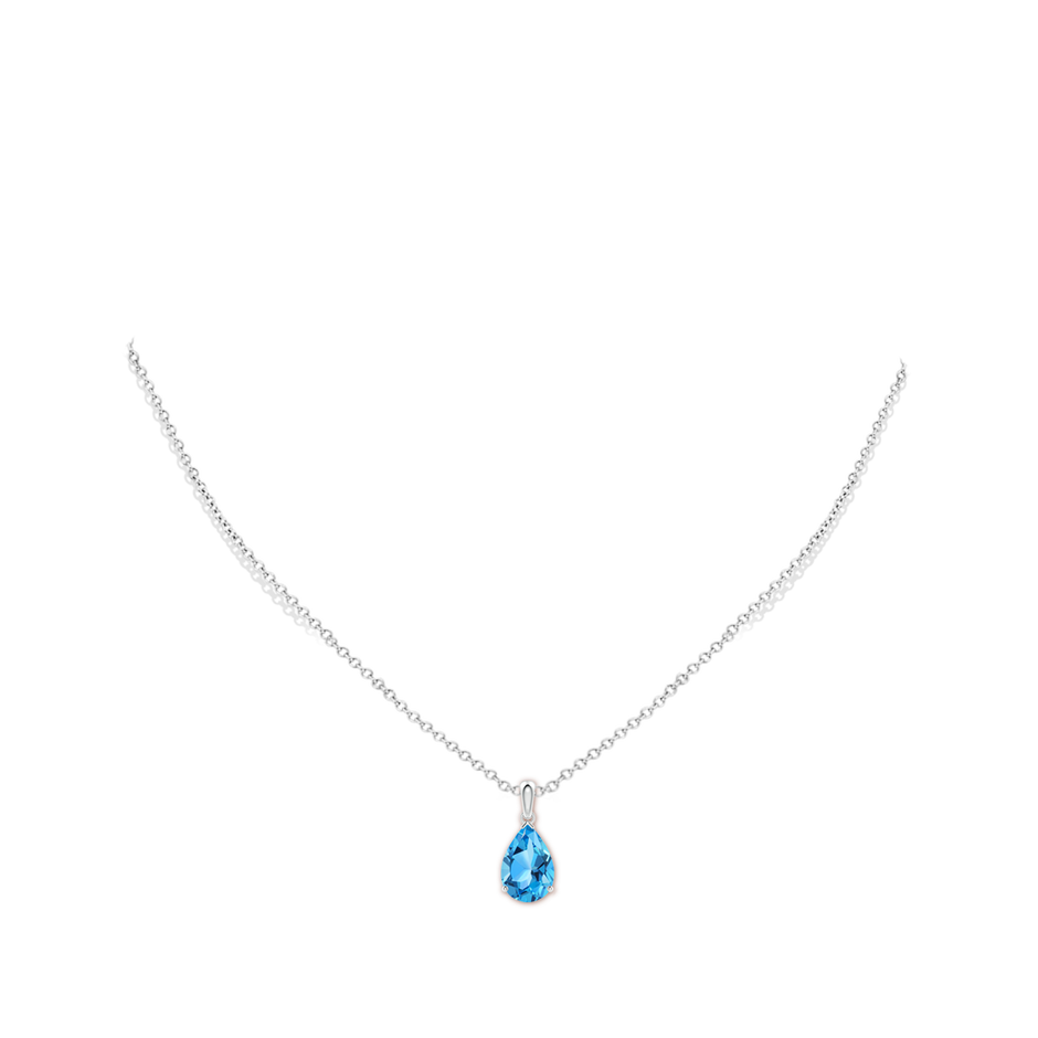 12x8mm AAA Pear-Shaped Swiss Blue Topaz Solitaire Pendant in White Gold pen