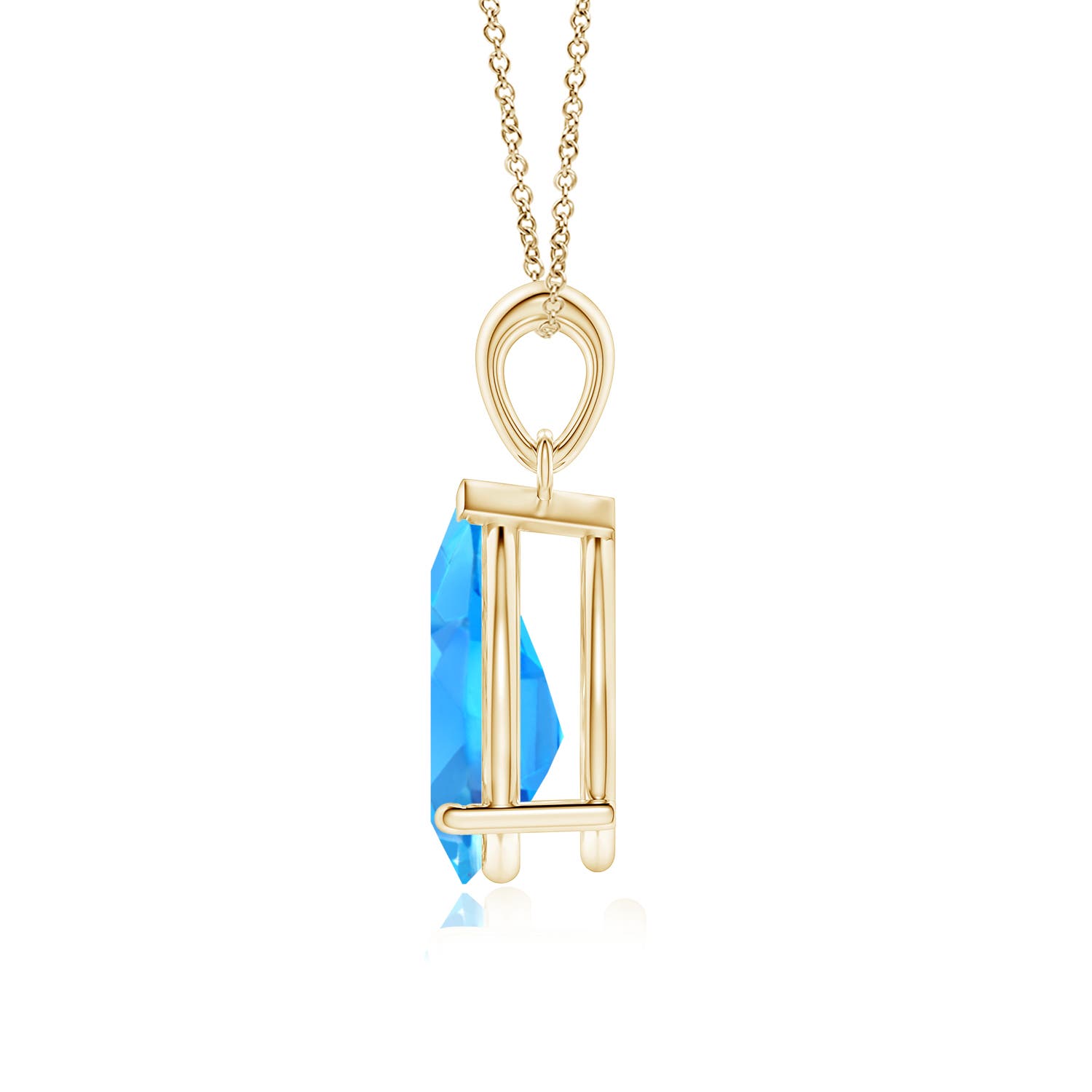 12x8mm AAAA Pear-Shaped Swiss Blue Topaz Solitaire Pendant in 18K Yellow Gold