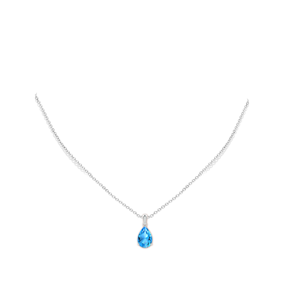 12x8mm AAAA Pear-Shaped Swiss Blue Topaz Solitaire Pendant in P950 Platinum pen