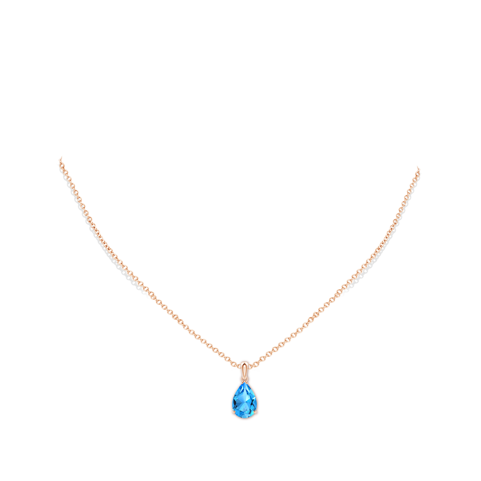 12x8mm AAAA Pear-Shaped Swiss Blue Topaz Solitaire Pendant in Rose Gold pen