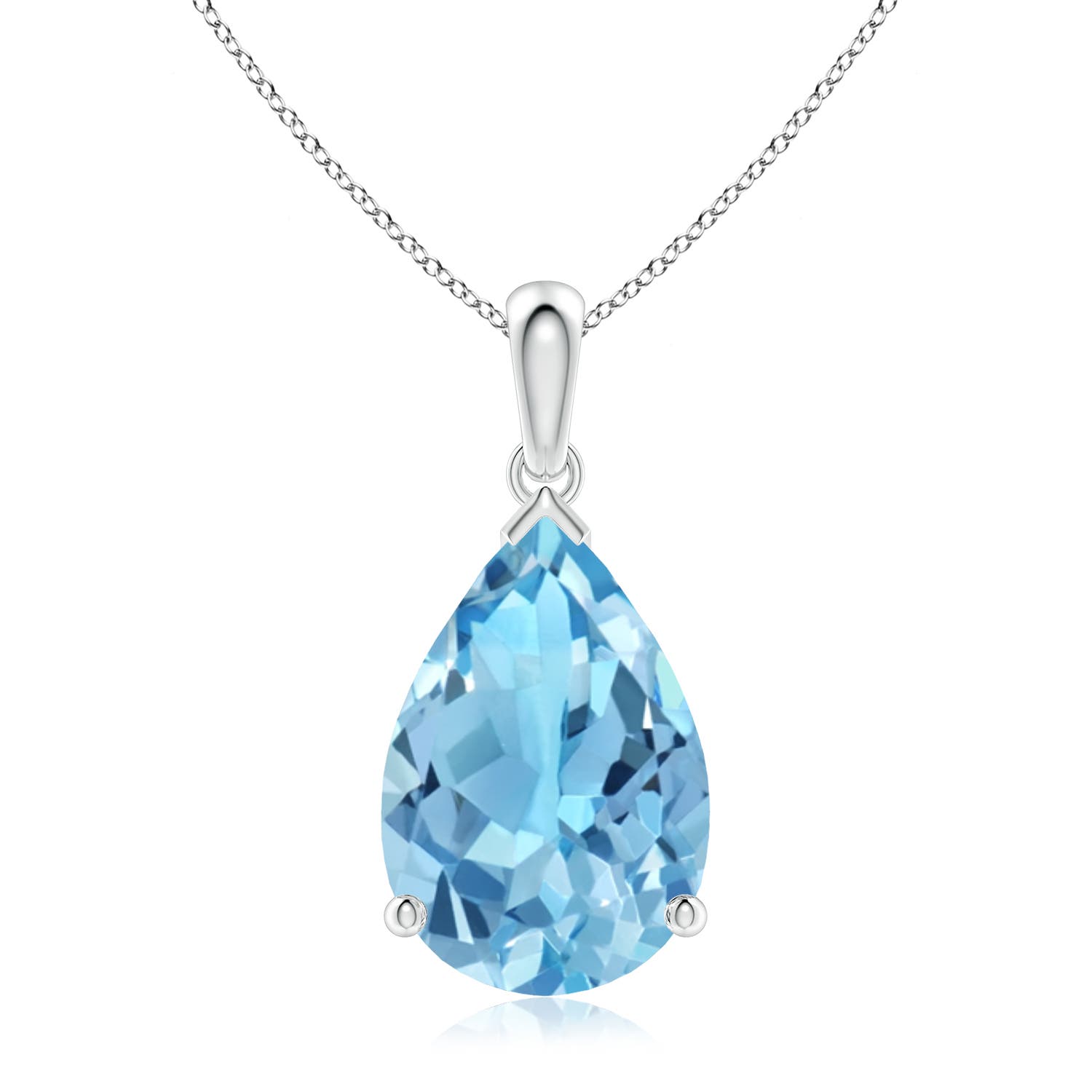 15x10mm A Pear-Shaped Swiss Blue Topaz Solitaire Pendant in P950 Platinum