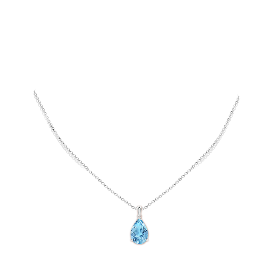 15x10mm A Pear-Shaped Swiss Blue Topaz Solitaire Pendant in S999 Silver pen