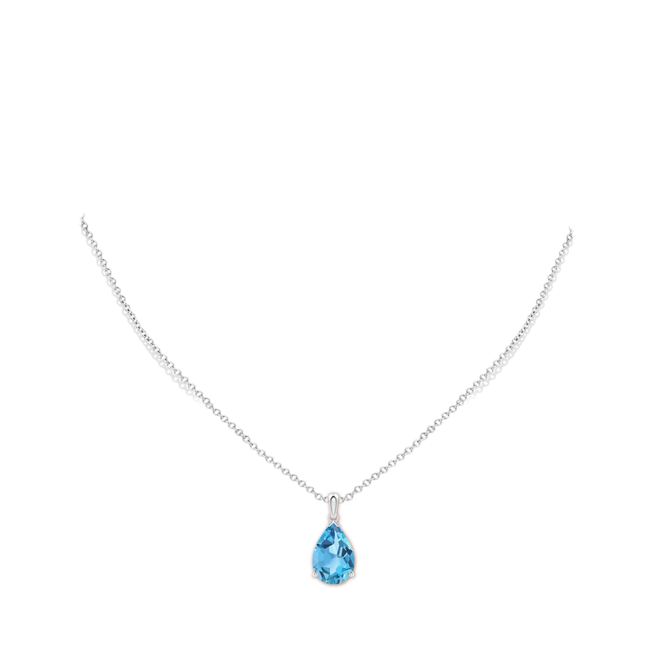 15x10mm AA Pear-Shaped Swiss Blue Topaz Solitaire Pendant in White Gold pen