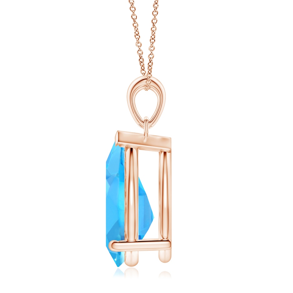 15x10mm AAA Pear-Shaped Swiss Blue Topaz Solitaire Pendant in Rose Gold side 199