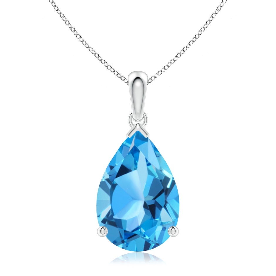 15x10mm AAA Pear-Shaped Swiss Blue Topaz Solitaire Pendant in White Gold 