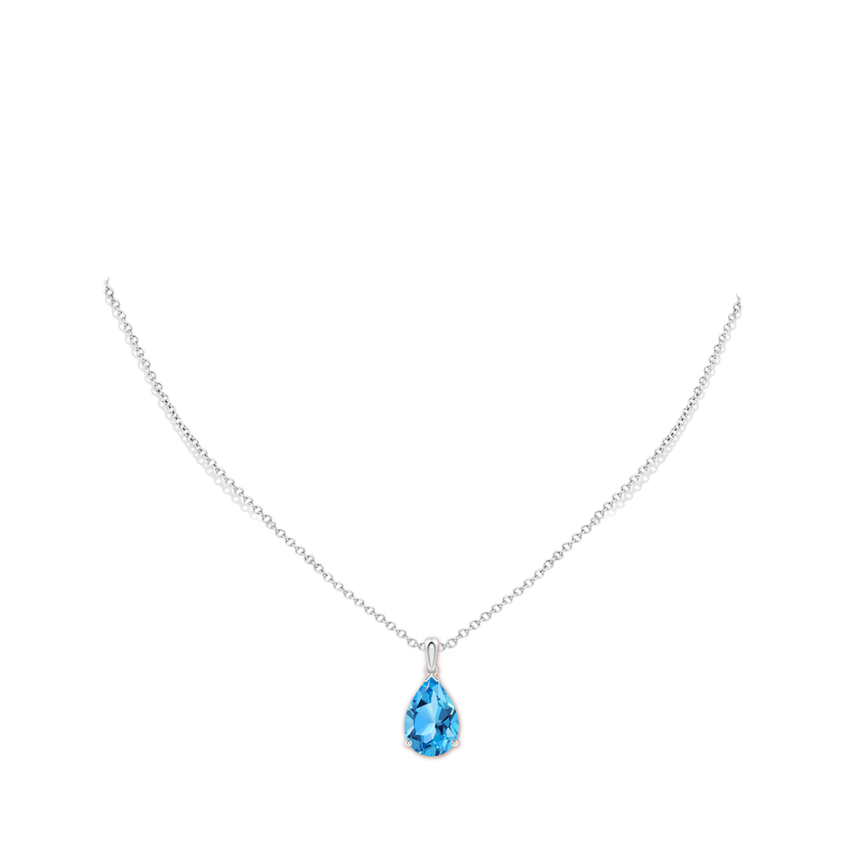 15x10mm AAA Pear-Shaped Swiss Blue Topaz Solitaire Pendant in White Gold pen