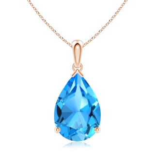15x10mm AAAA Pear-Shaped Swiss Blue Topaz Solitaire Pendant in 18K Rose Gold