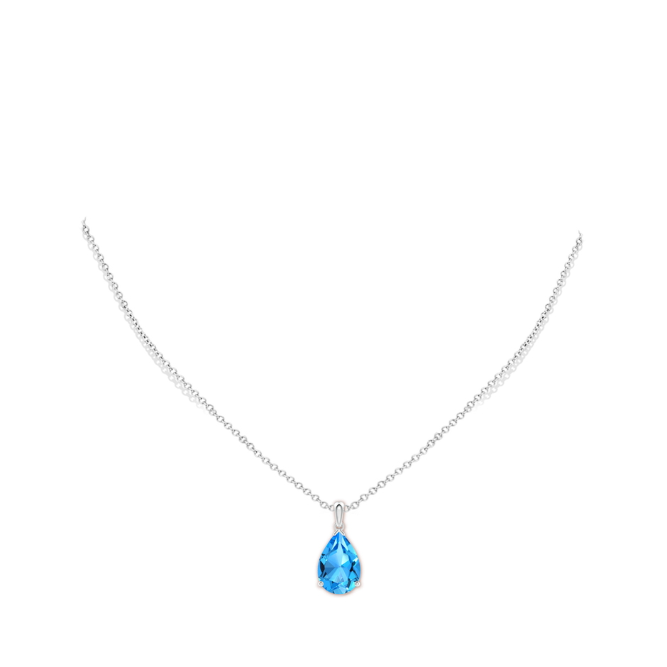 15x10mm AAAA Pear-Shaped Swiss Blue Topaz Solitaire Pendant in P950 Platinum pen