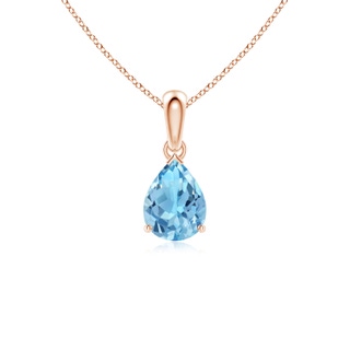 8x6mm A Pear-Shaped Swiss Blue Topaz Solitaire Pendant in Rose Gold