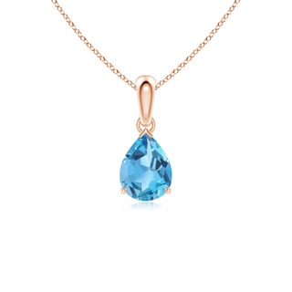 8x6mm AA Pear-Shaped Swiss Blue Topaz Solitaire Pendant in Rose Gold