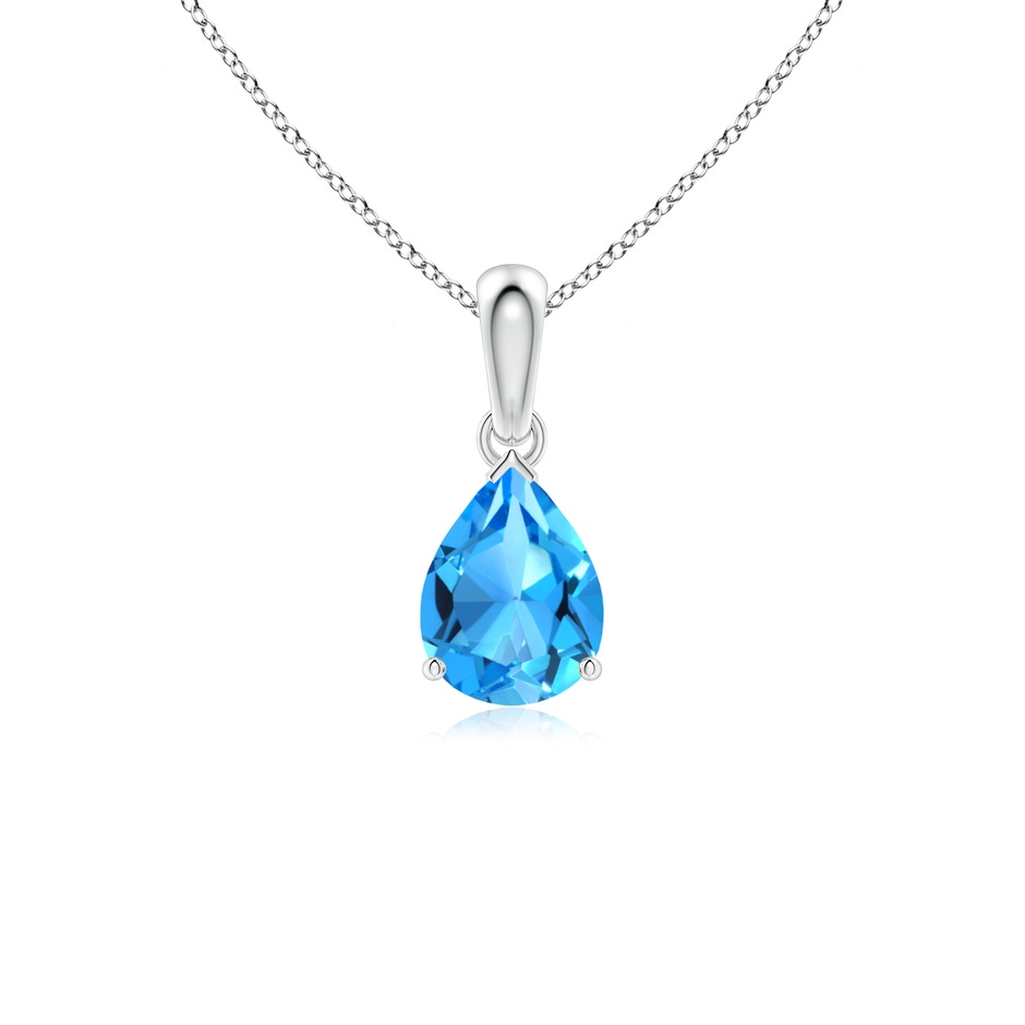 8x6mm AAAA Pear-Shaped Swiss Blue Topaz Solitaire Pendant in P950 Platinum 