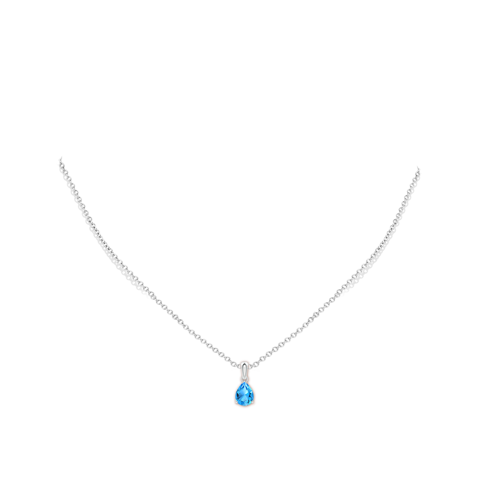 8x6mm AAAA Pear-Shaped Swiss Blue Topaz Solitaire Pendant in P950 Platinum pen