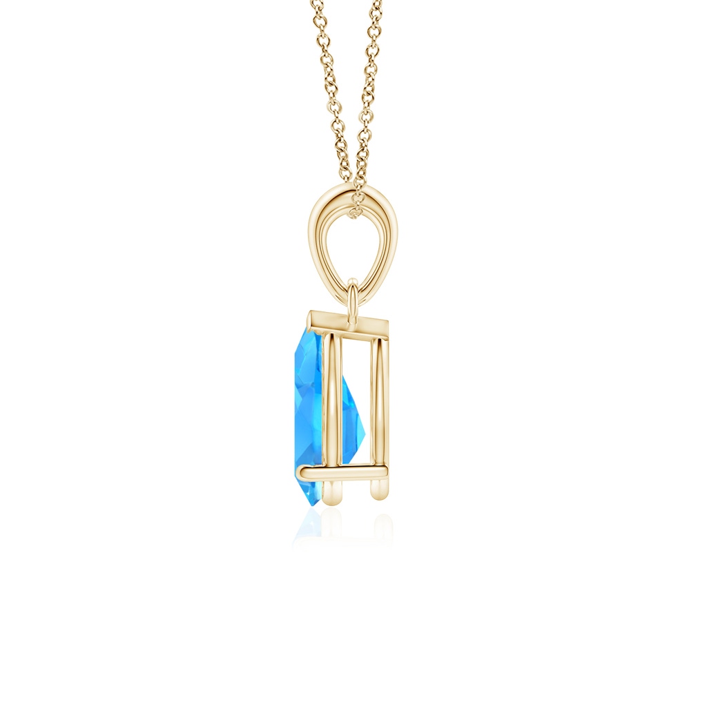 9x6mm AAAA Pear-Shaped Swiss Blue Topaz Solitaire Pendant in 9K Yellow Gold - side 199