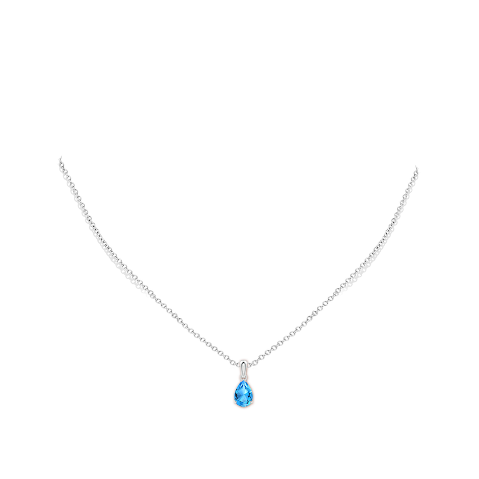 9x6mm AAAA Pear-Shaped Swiss Blue Topaz Solitaire Pendant in White Gold pen