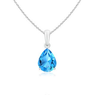 9x7mm AAAA Pear-Shaped Swiss Blue Topaz Solitaire Pendant in P950 Platinum