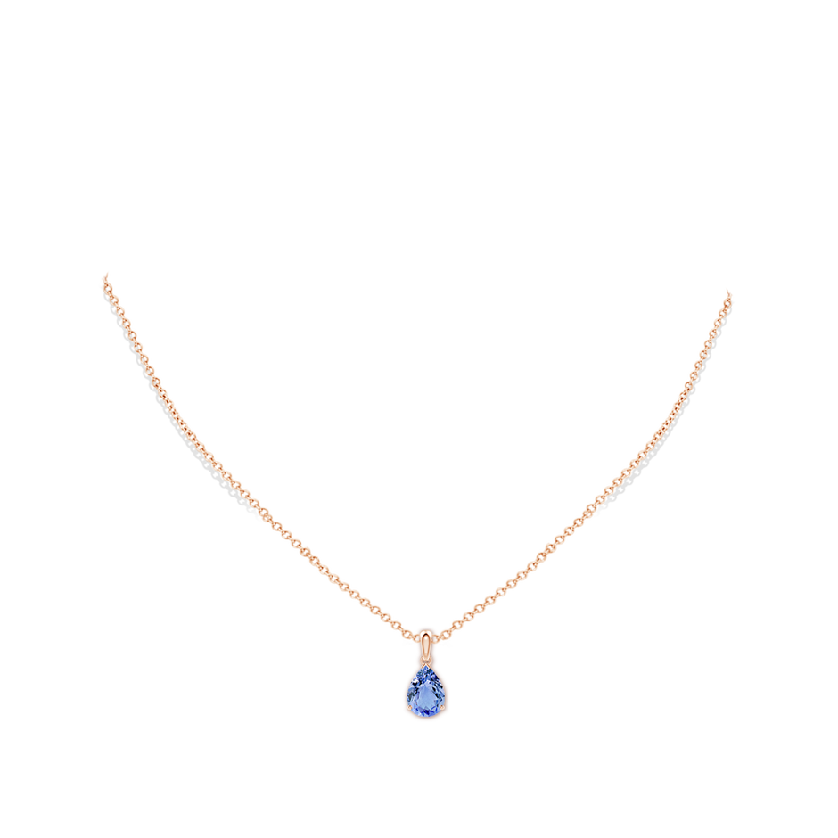 10x7mm A Pear-Shaped Tanzanite Solitaire Pendant in Rose Gold pen