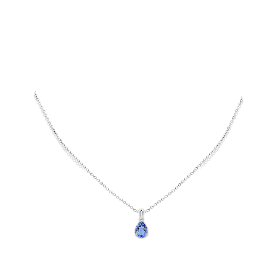 10x7mm A Pear-Shaped Tanzanite Solitaire Pendant in White Gold pen
