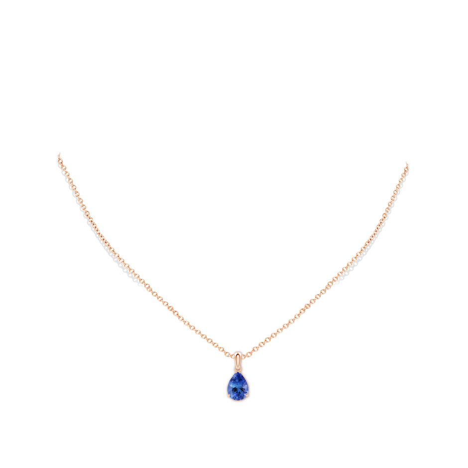 10x7mm AA Pear-Shaped Tanzanite Solitaire Pendant in Rose Gold pen