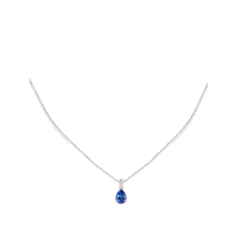 10x7mm AA Pear-Shaped Tanzanite Solitaire Pendant in S999 Silver pen