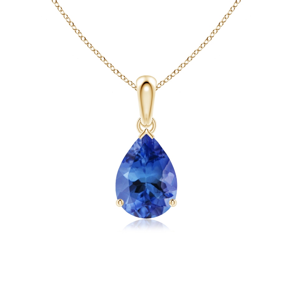 10x7mm AA Pear-Shaped Tanzanite Solitaire Pendant in Yellow Gold 