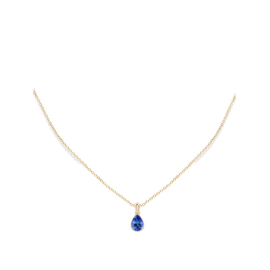 10x7mm AA Pear-Shaped Tanzanite Solitaire Pendant in Yellow Gold pen