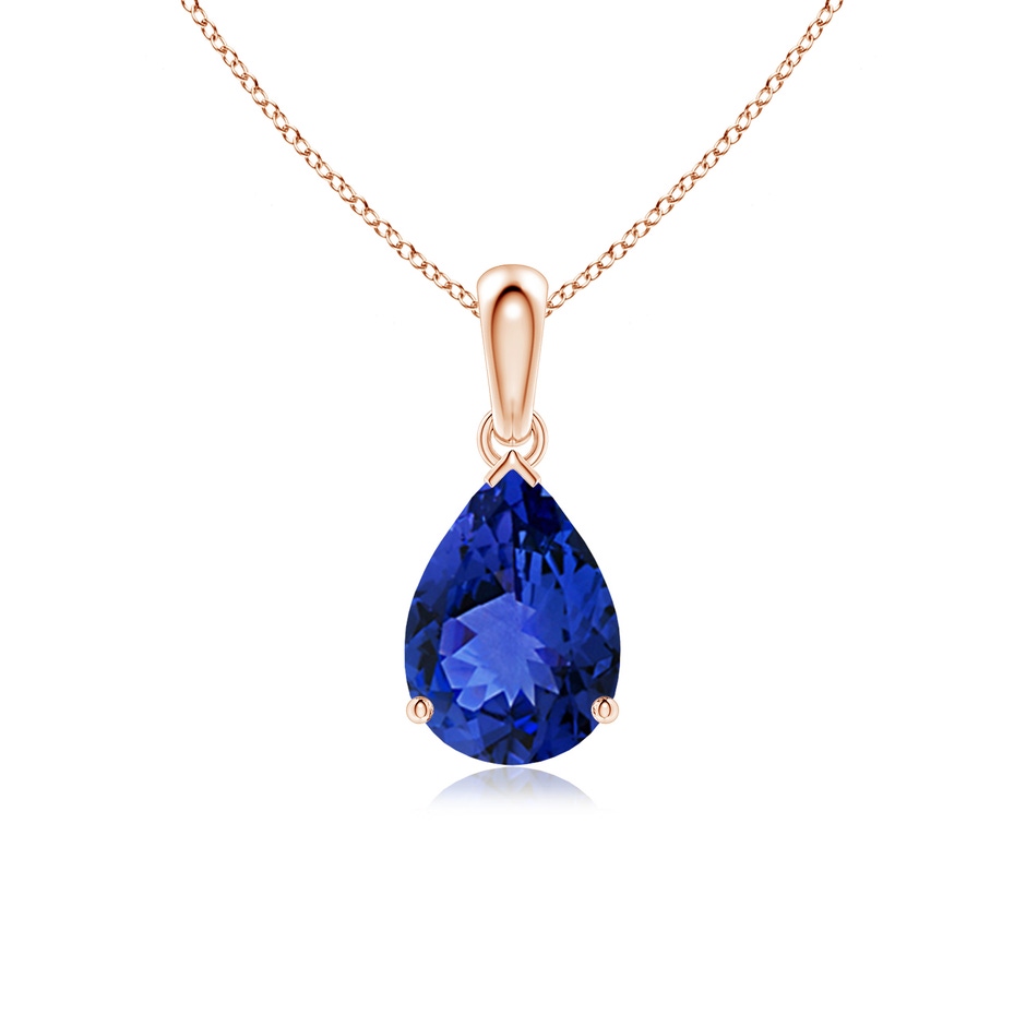 10x7mm AAA Pear-Shaped Tanzanite Solitaire Pendant in Rose Gold 