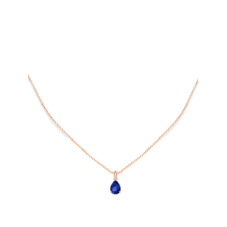 10x7mm AAA Pear-Shaped Tanzanite Solitaire Pendant in Rose Gold pen
