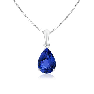 10x7mm AAA Pear-Shaped Tanzanite Solitaire Pendant in White Gold