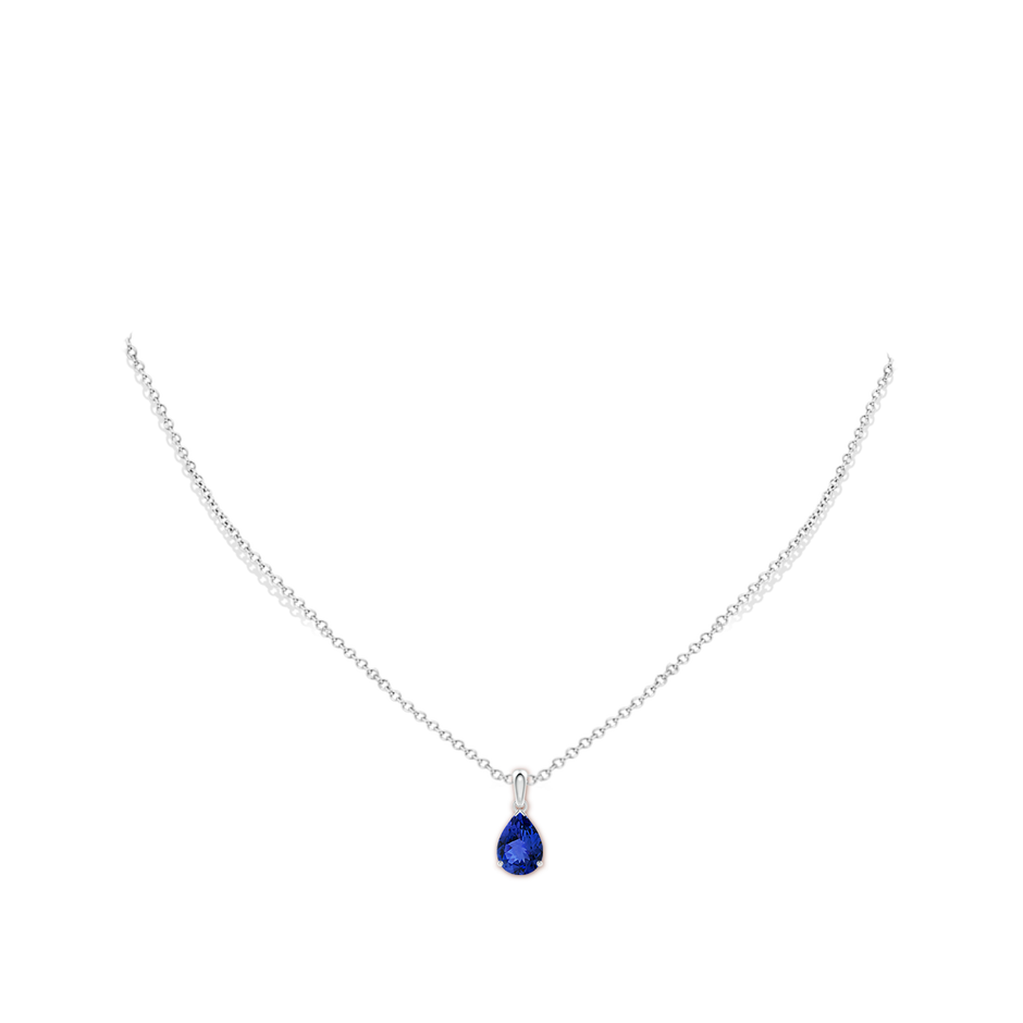 10x7mm AAA Pear-Shaped Tanzanite Solitaire Pendant in White Gold pen