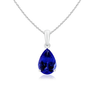 10x7mm AAAA Pear-Shaped Tanzanite Solitaire Pendant in 9K White Gold