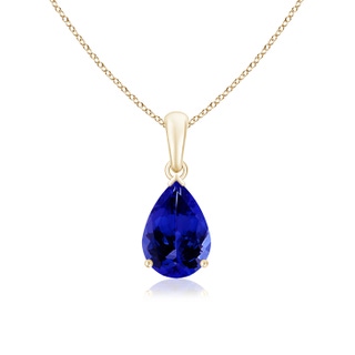 10x7mm AAAA Pear-Shaped Tanzanite Solitaire Pendant in 9K Yellow Gold