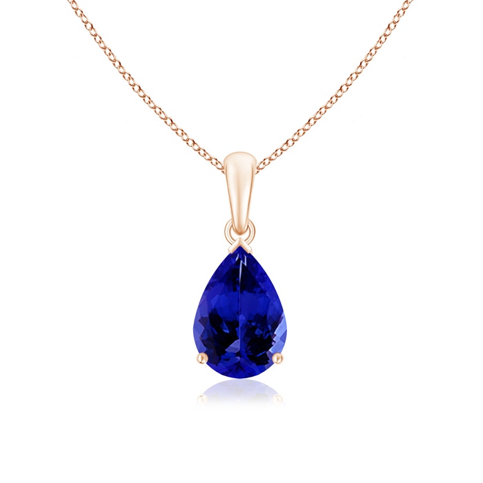 10x7mm AAAA Pear-Shaped Tanzanite Solitaire Pendant in Rose Gold