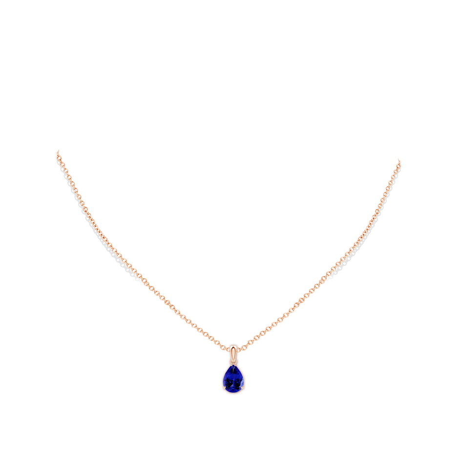10x7mm AAAA Pear-Shaped Tanzanite Solitaire Pendant in Rose Gold pen