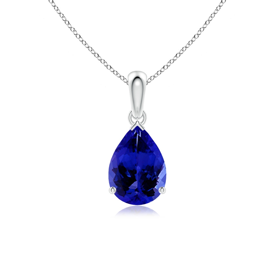 10x7mm AAAA Pear-Shaped Tanzanite Solitaire Pendant in S999 Silver 