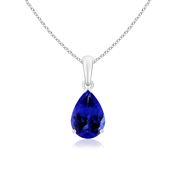 10x7mm AAAA Pear-Shaped Tanzanite Solitaire Pendant in White Gold 