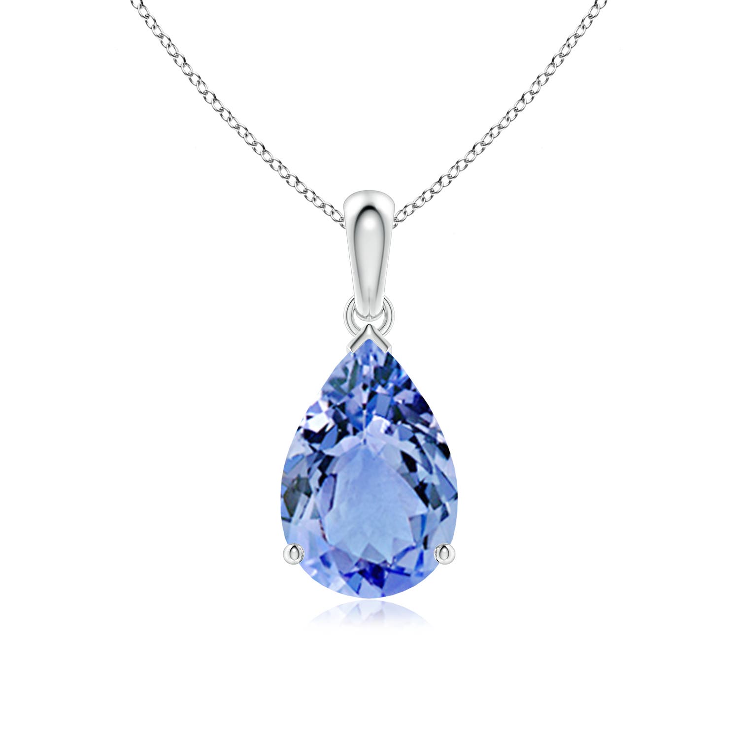 12x8mm A Pear-Shaped Tanzanite Solitaire Pendant in P950 Platinum