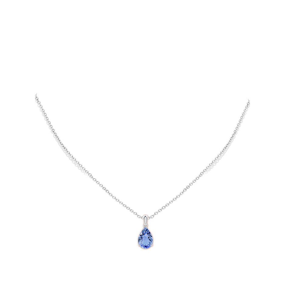 12x8mm A Pear-Shaped Tanzanite Solitaire Pendant in White Gold pen