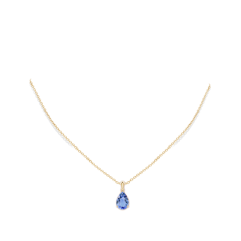 12x8mm A Pear-Shaped Tanzanite Solitaire Pendant in Yellow Gold pen