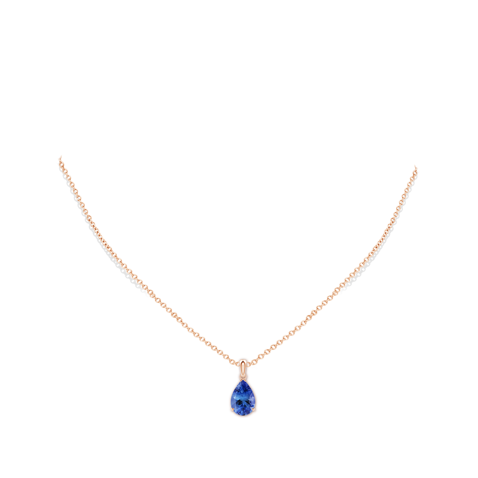 12x8mm AA Pear-Shaped Tanzanite Solitaire Pendant in Rose Gold pen