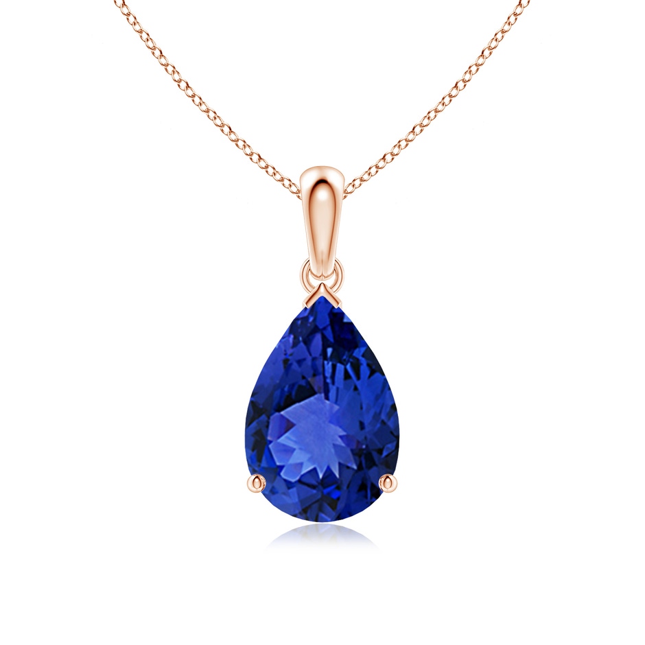 12x8mm AAA Pear-Shaped Tanzanite Solitaire Pendant in Rose Gold 