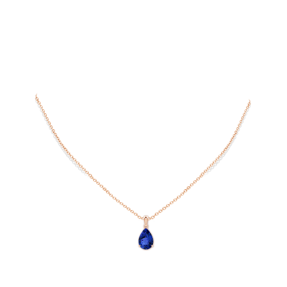 12x8mm AAA Pear-Shaped Tanzanite Solitaire Pendant in Rose Gold pen