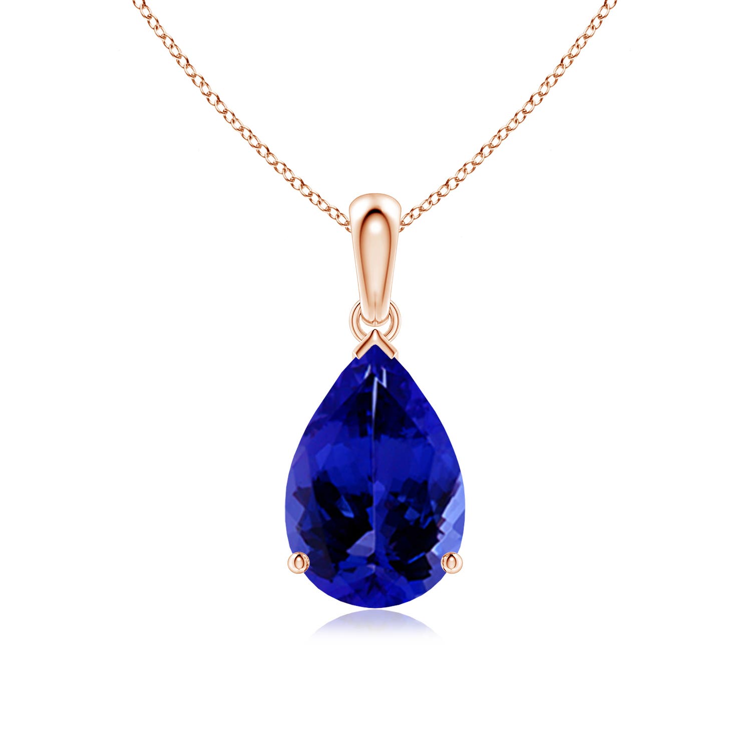 12x8mm AAAA Pear-Shaped Tanzanite Solitaire Pendant in Rose Gold