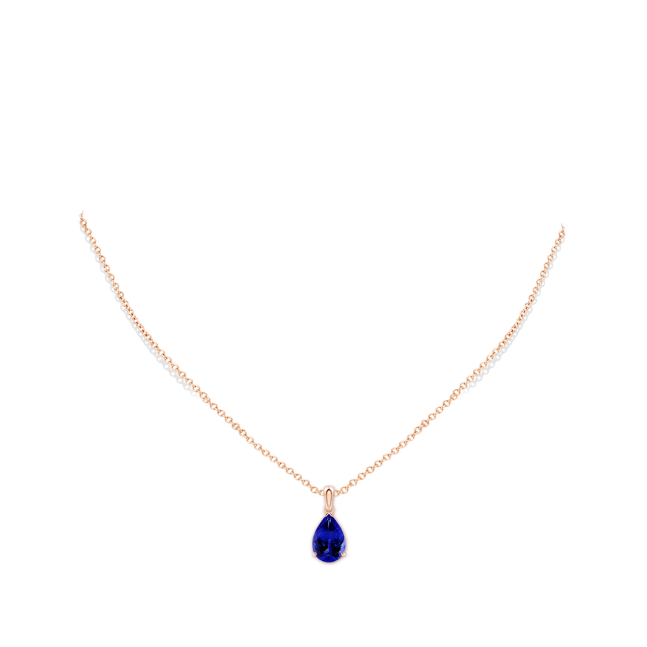 12x8mm AAAA Pear-Shaped Tanzanite Solitaire Pendant in Rose Gold pen