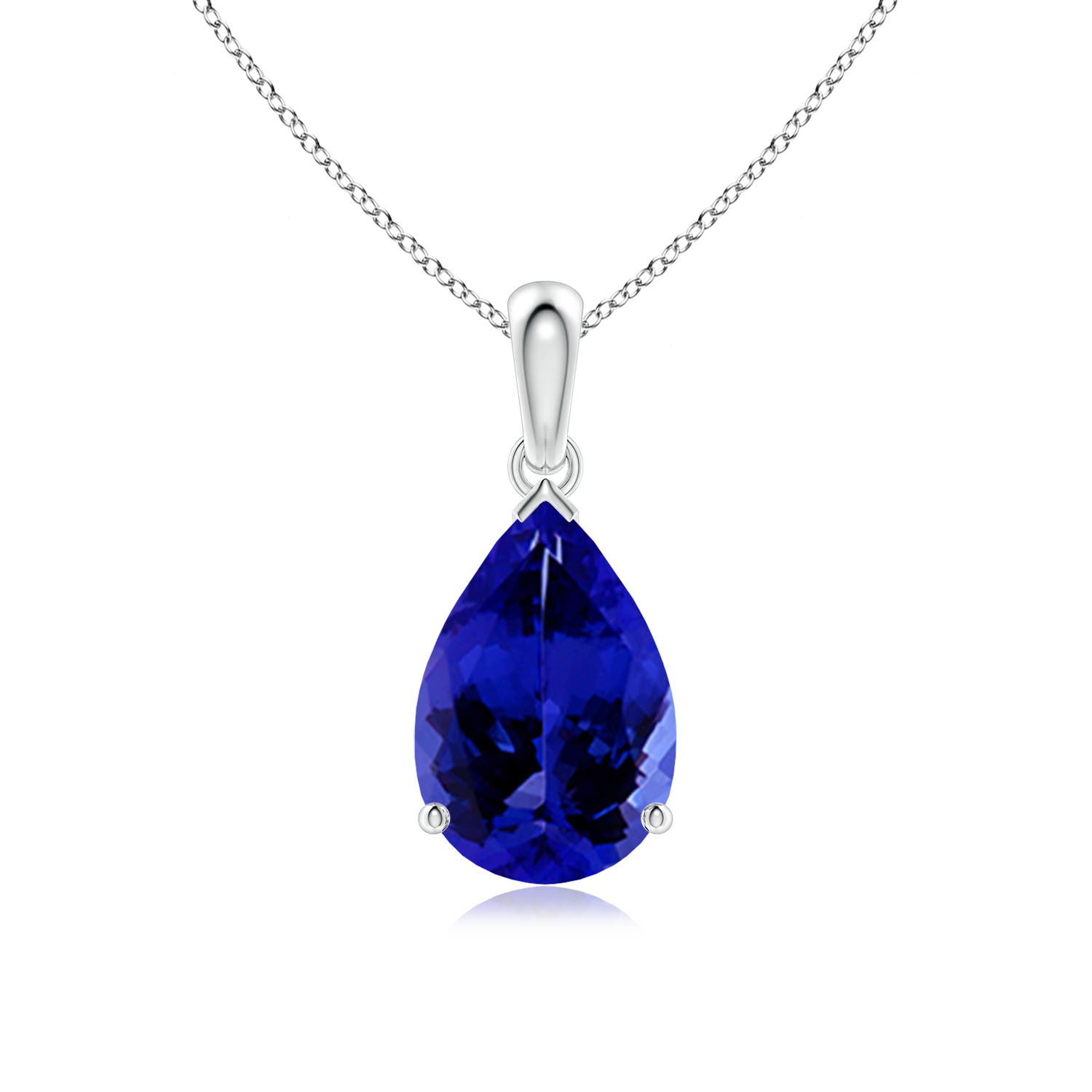 12x8mm AAAA Pear-Shaped Tanzanite Solitaire Pendant in S999 Silver