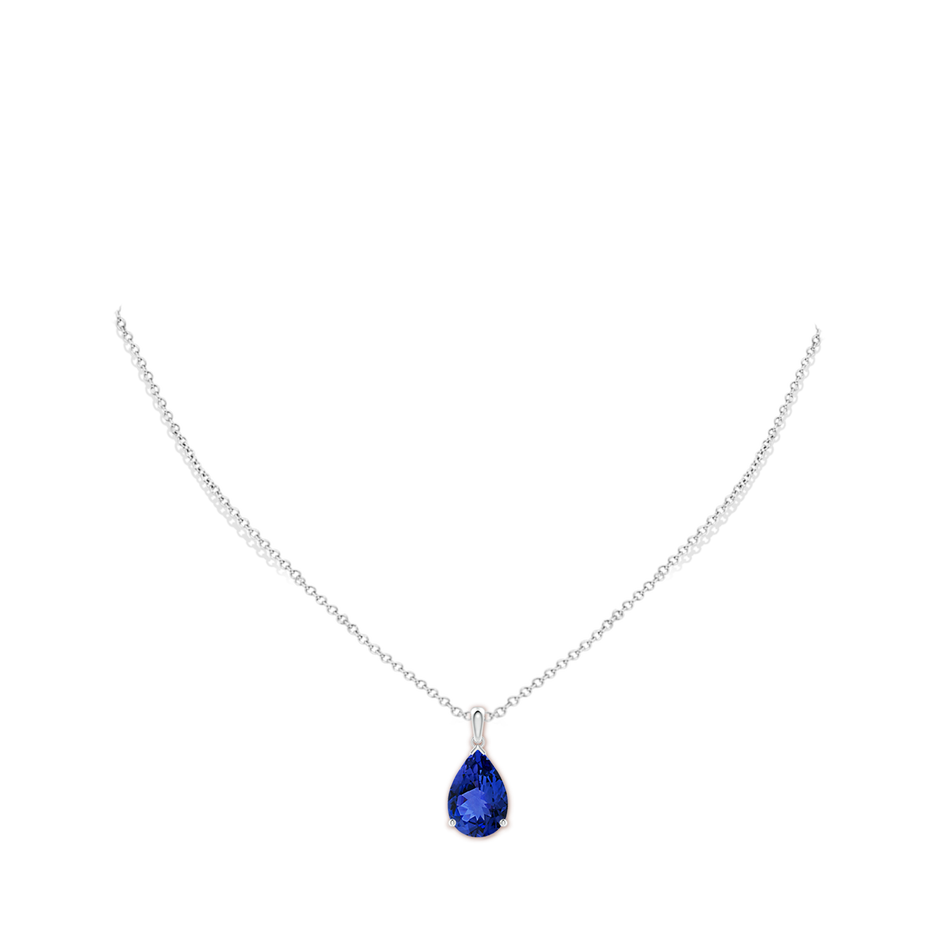 15x10mm AAA Pear-Shaped Tanzanite Solitaire Pendant in White Gold pen